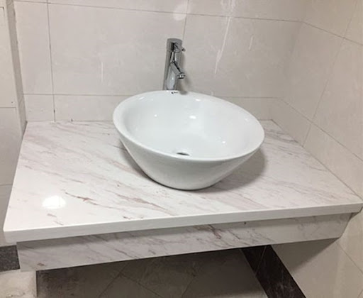 Ứng dụng đá trắng sứ nhân tạo làm lavabo